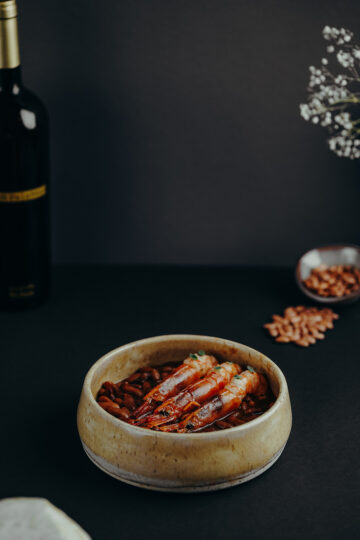 Bohnenvariation/ Ducca/ argentinische Garnelen