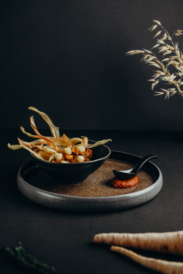 -Linsen/ Petersilien wurzel/gebackene PIlze