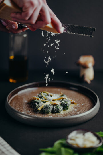 Spinat-Gnocci/ Sautierte Pilze/Manchego Añejo